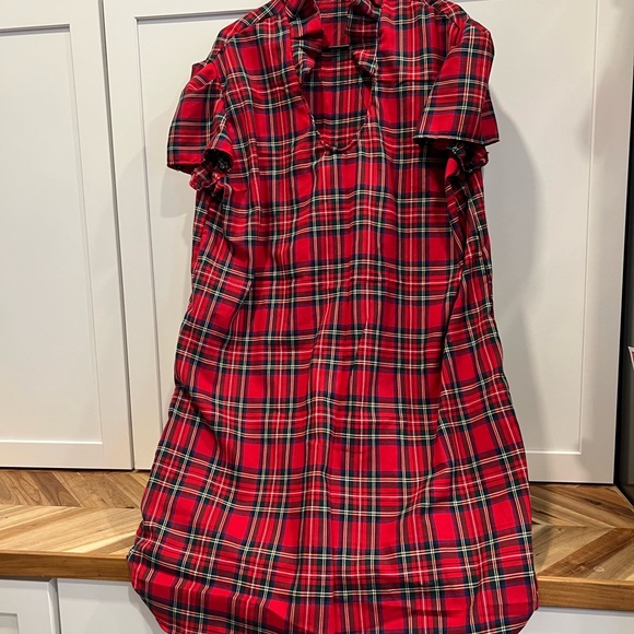 New 1x Tartan red dress with ruffle collar handmade* w/ lace hem - Picture 4 of 7